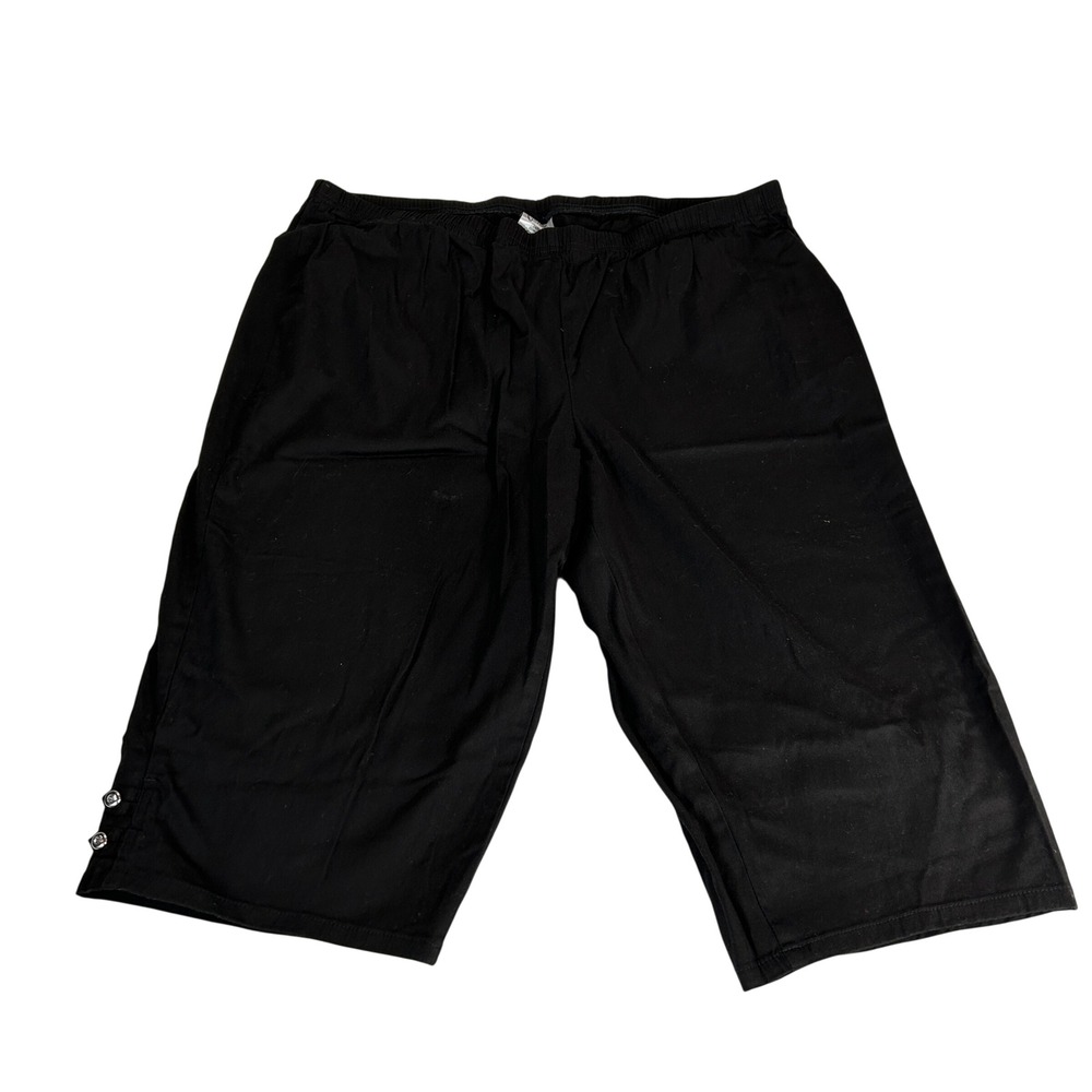 Just My Size by Hanes Black Cotton Stretch Capri Pants Plus Size 3X 22W 24W